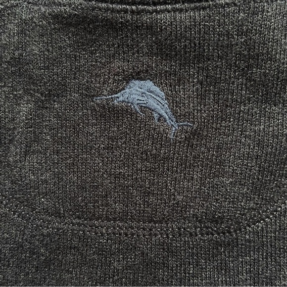 Tommy Bahama Tobago Bay Half Zip Sweater Dark Gray & Blue 100% Cotton Medium - Picture 4 of 6